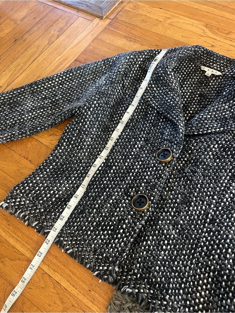 Cabi Tweed Blazer Jacket Style Black Gray 3/4 Sleeve Style 686 Size Large - Picture 7 of 11